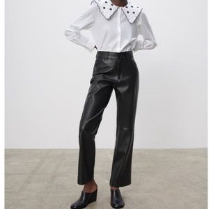 Zara faux leather straight leg pants